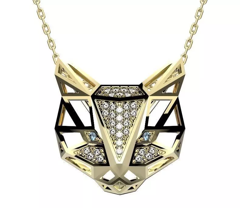 Pendant diamond in gold 3D print model_0