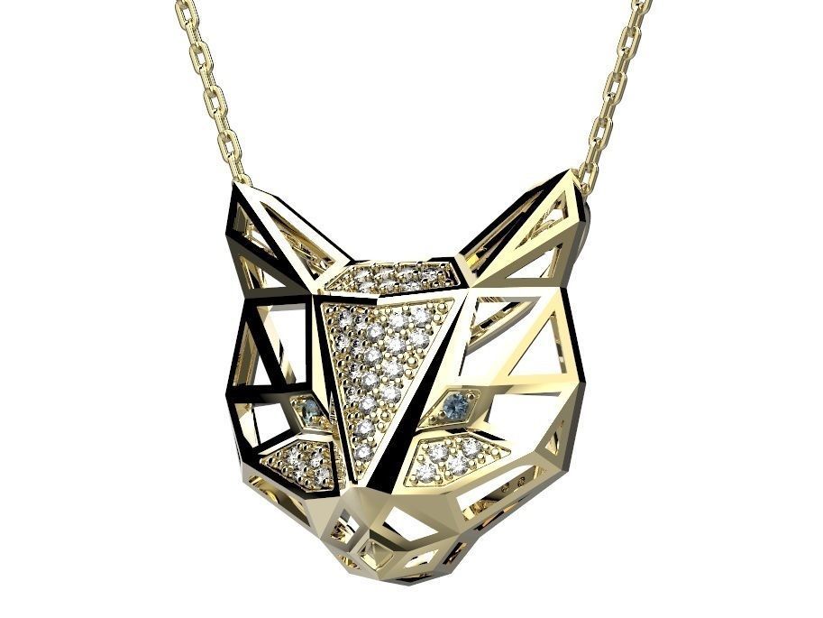 Pendant diamond in gold 3D print model_1