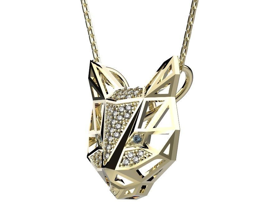Pendant diamond in gold 3D print model_2