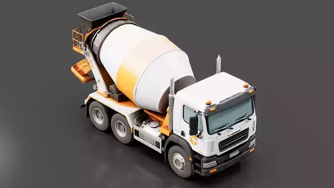 Concrete Mixer Truck Low-poly 3D model 5
