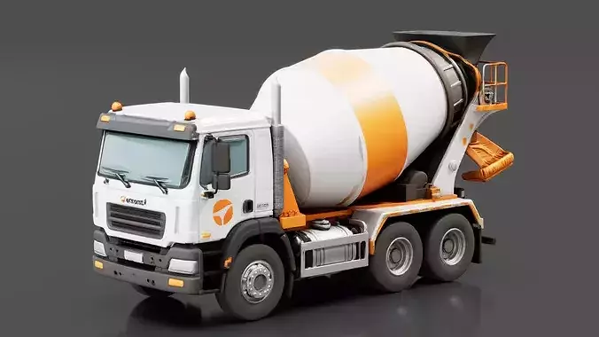 Concrete Mixer Truck Low-poly 3D model 2