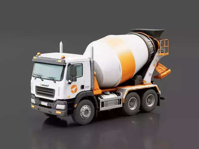 Concrete Mixer Truck Low-poly 3D model
