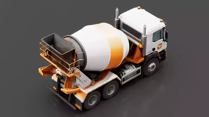 Concrete Mixer Truck Low-poly 3D model 4