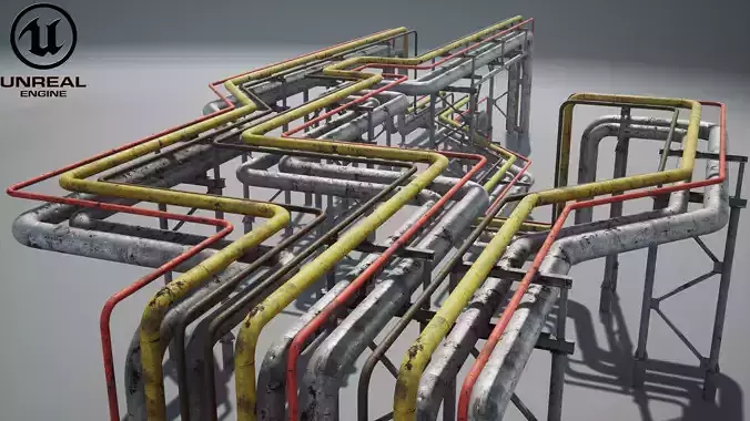 Modular industrial pipeline UE4 UNITY Low-poly 3D model