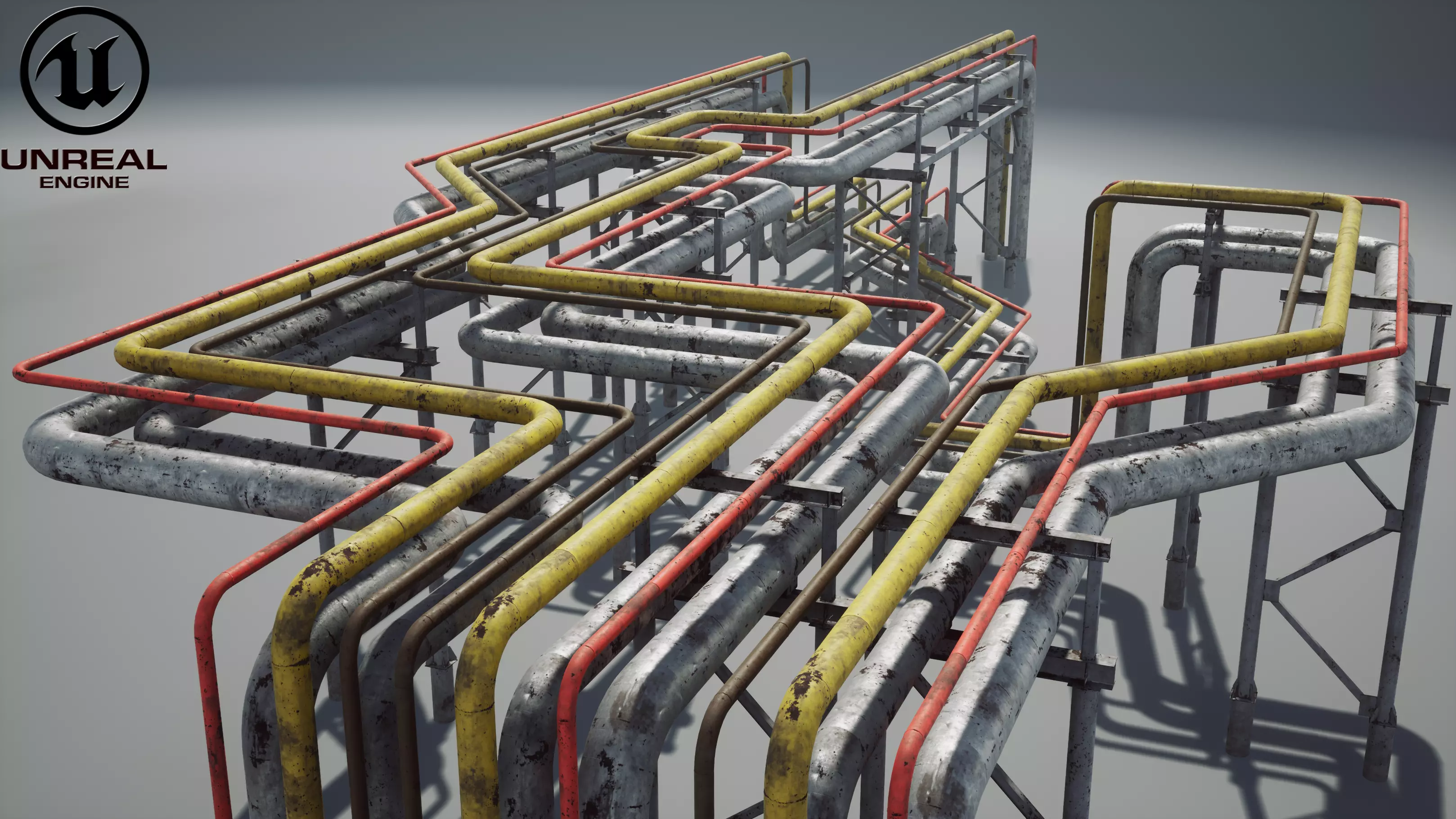 Modular industrial pipeline UE4 UNITY Low-poly 3D model_0