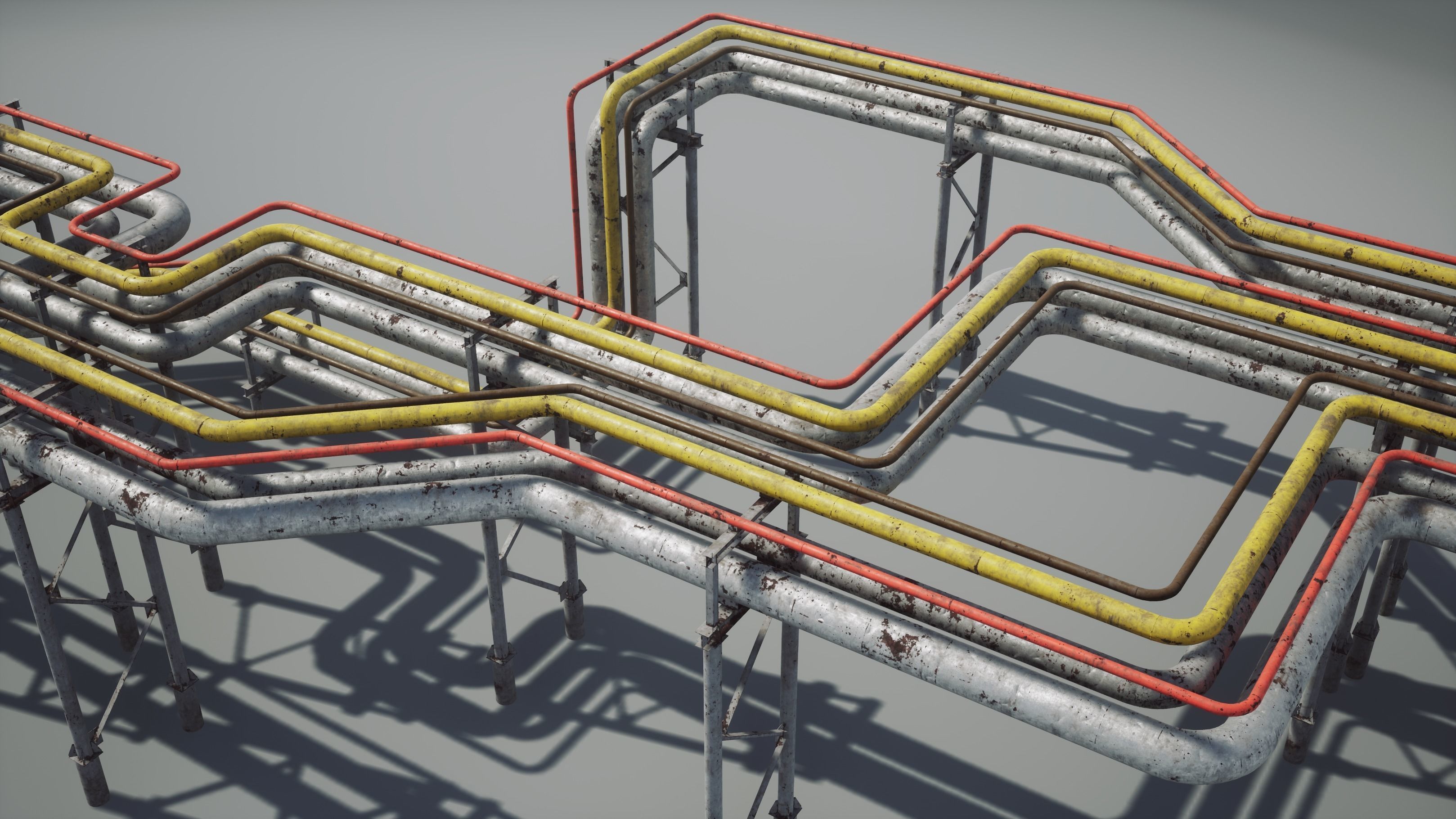 Modular industrial pipeline UE4 UNITY Low-poly 3D model_1
