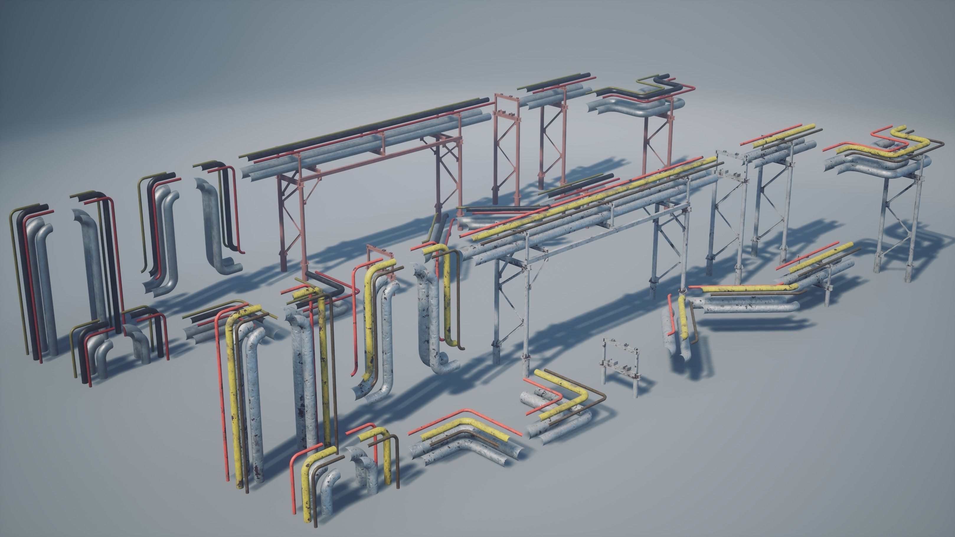 Modular industrial pipeline UE4 UNITY Low-poly 3D model_6
