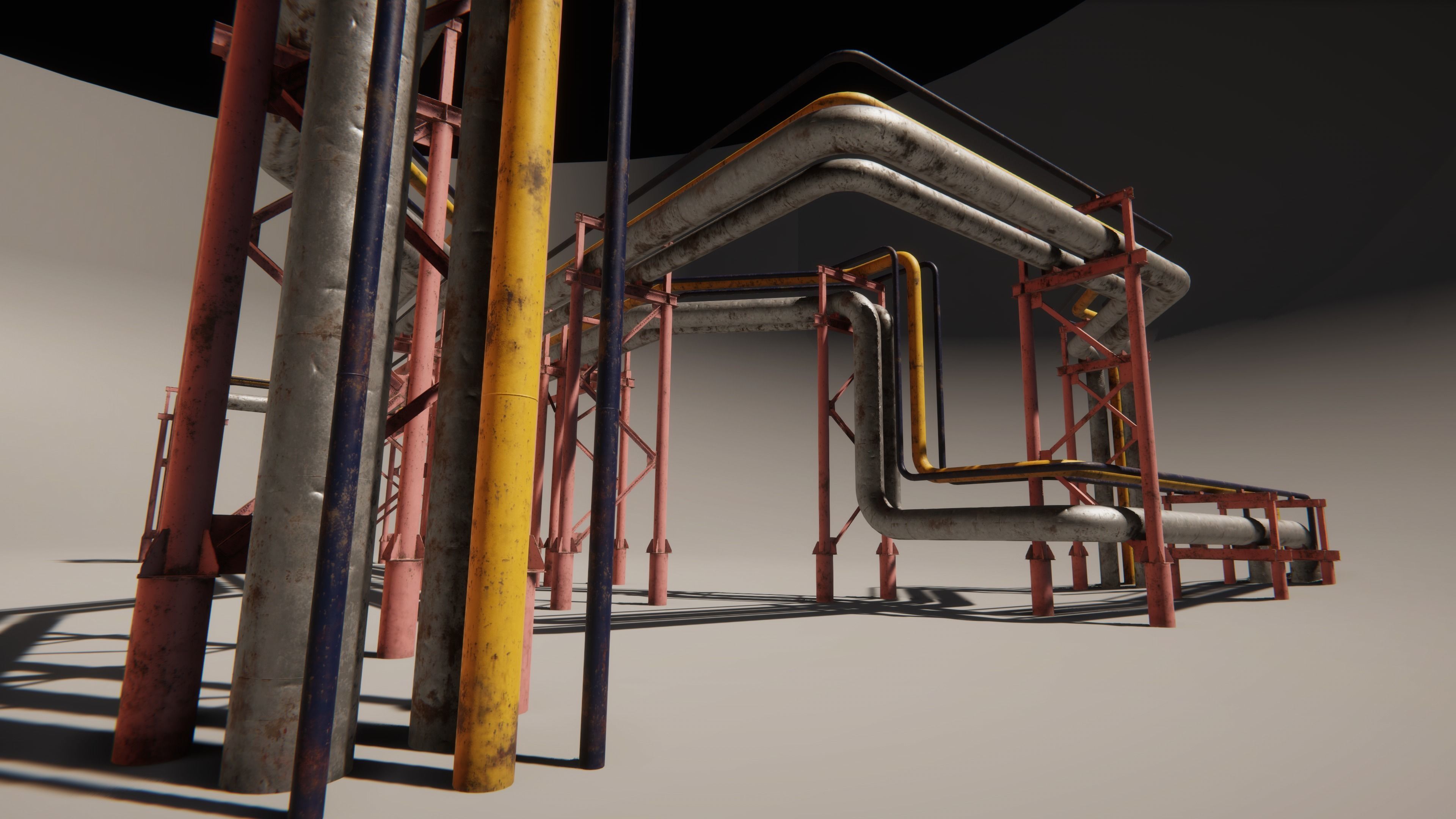 Modular industrial pipeline UE4 UNITY Low-poly 3D model_9