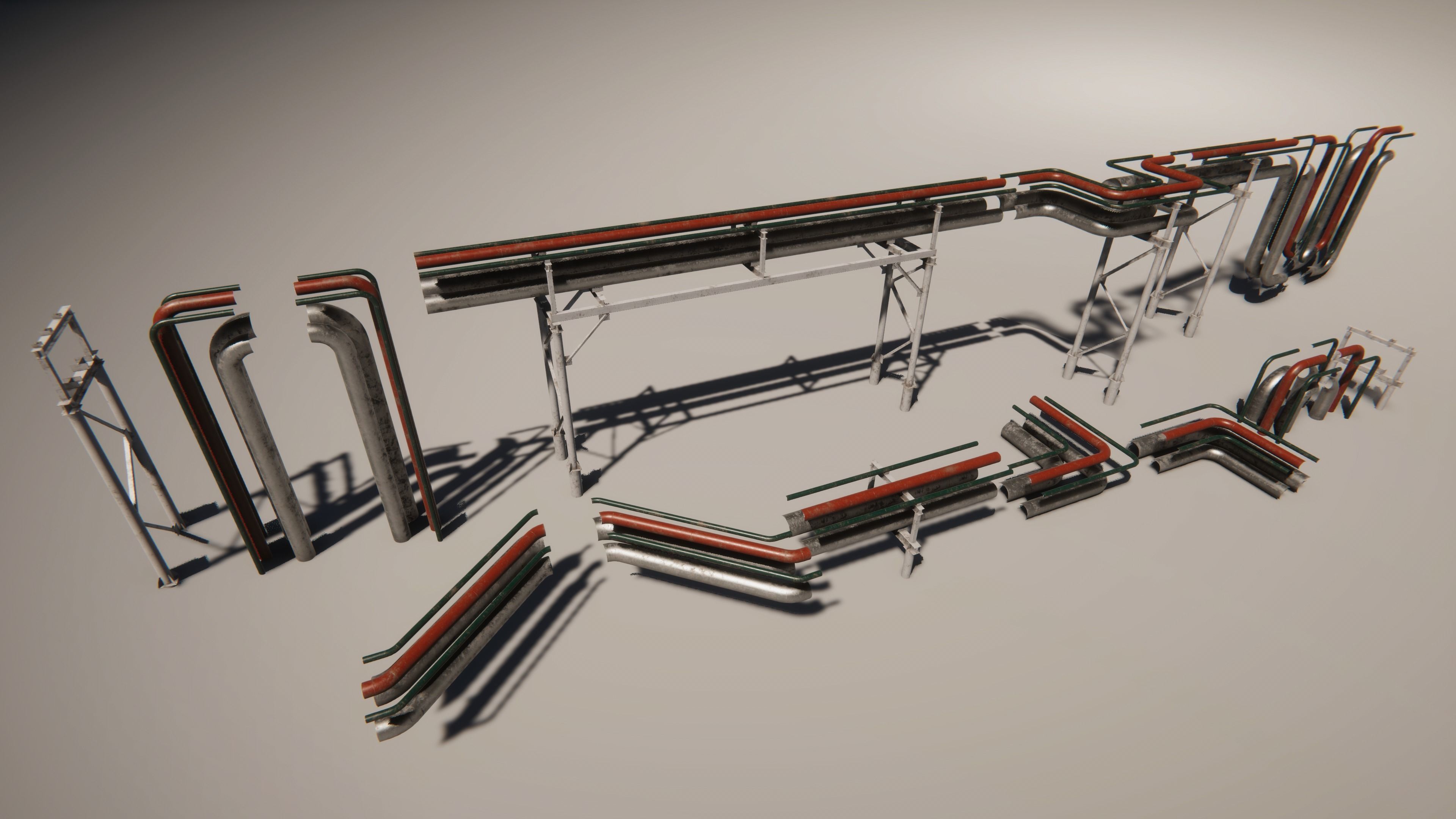 Modular industrial pipeline UE4 UNITY Low-poly 3D model_13