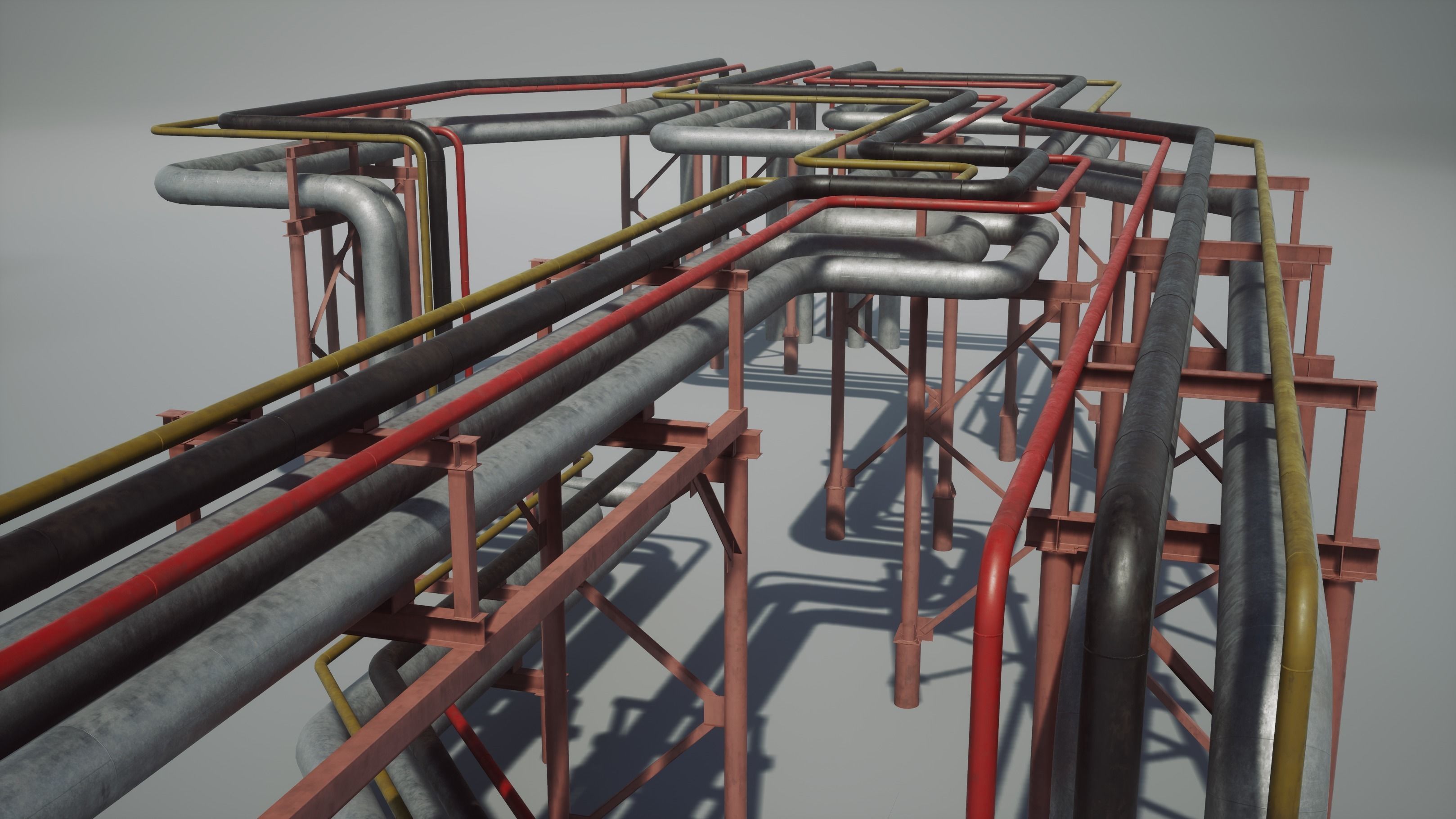Modular industrial pipeline UE4 UNITY Low-poly 3D model_4
