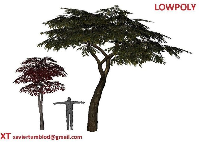 Lowpoly trees game ready tree and man Low-poly 3D model