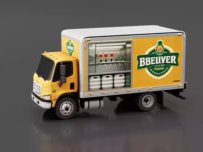 Mobile Beer Truck Low-poly 3D model