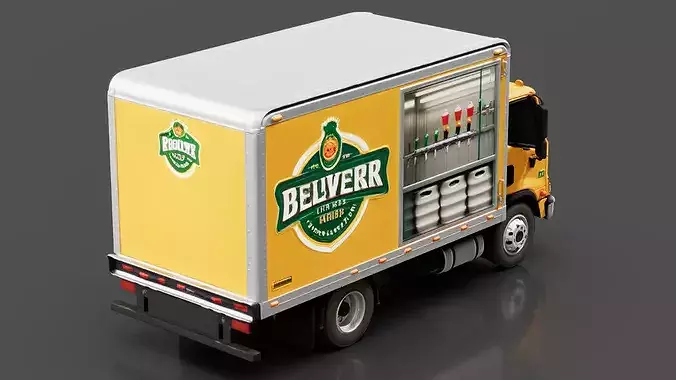 Mobile Beer Truck Low-poly 3D model 3
