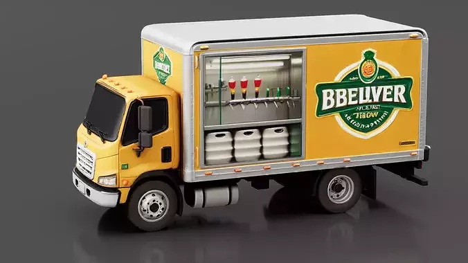 Mobile Beer Truck Low-poly 3D model 2
