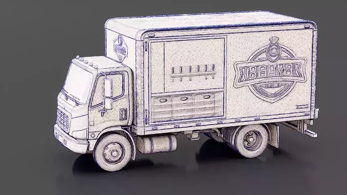 Mobile Beer Truck Low-poly 3D model 7
