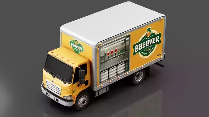 Mobile Beer Truck Low-poly 3D model 5