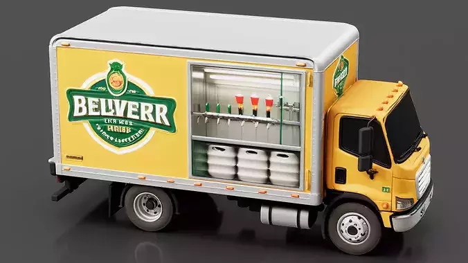 Mobile Beer Truck Low-poly 3D model 4