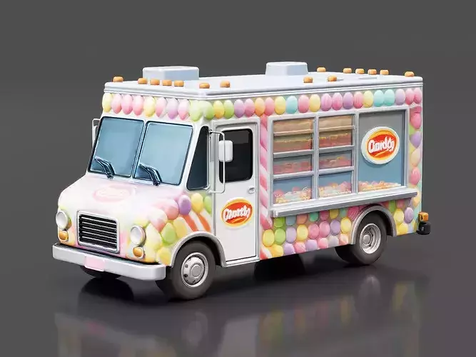 Mobile Candy Shop Truck Low-poly 3D model
