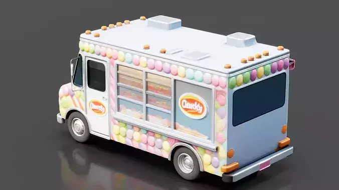 Mobile Candy Shop Truck Low-poly 3D model 3