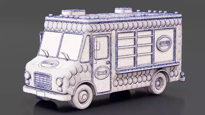 Mobile Candy Shop Truck Low-poly 3D model 7