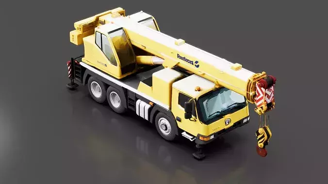 Mobile Crane Truck Low-poly 3D model 5
