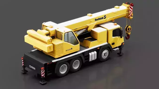 Mobile Crane Truck Low-poly 3D model 4