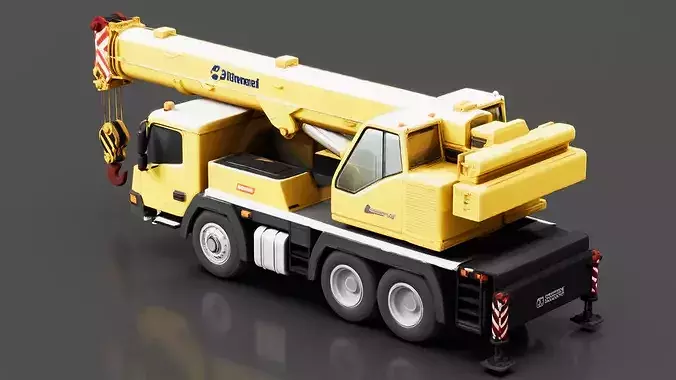 Mobile Crane Truck Low-poly 3D model 3
