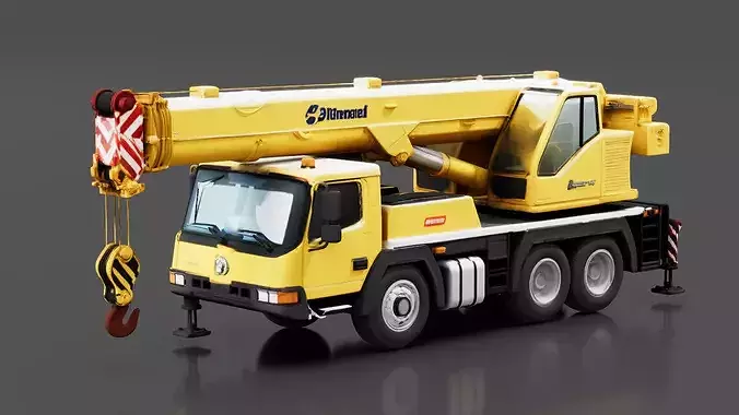 Mobile Crane Truck Low-poly 3D model 2