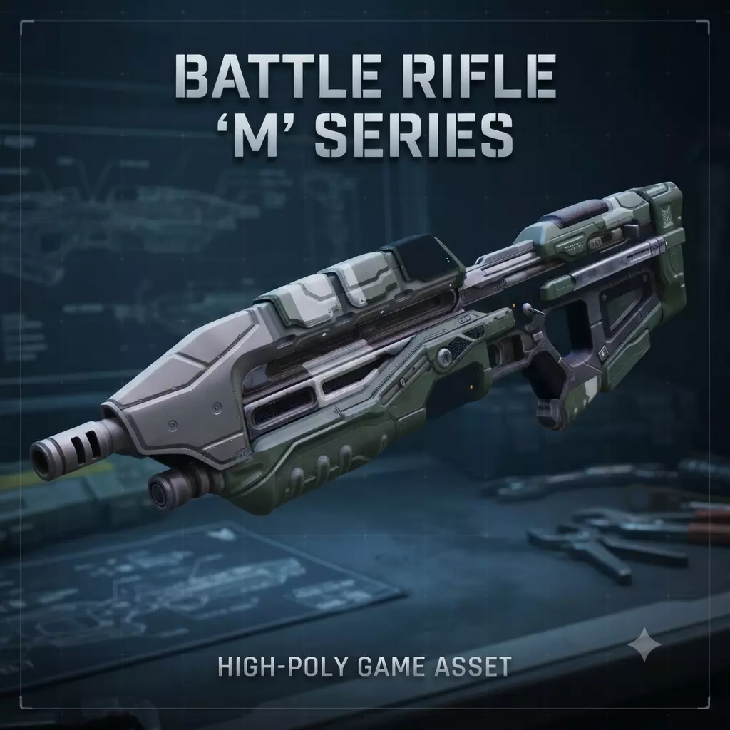 Sci-Fi Battle Rifle - Military Futuristic Weapon 3D Model Low-poly 3D model