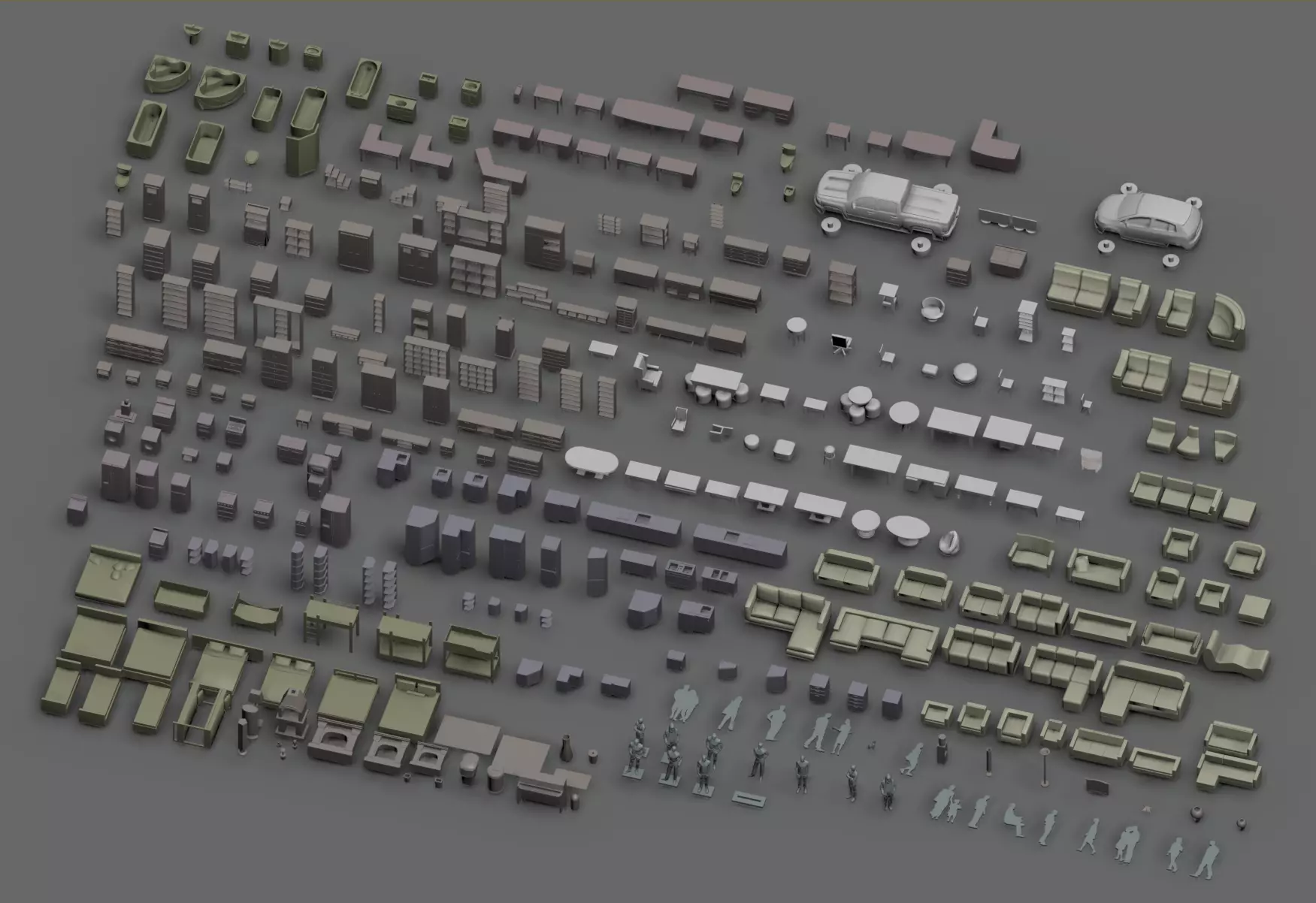 Architecture Interior Mega Pack 353 STL Models Furniture 3D print model