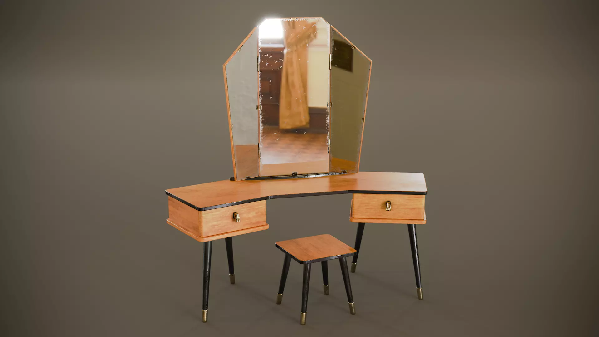 Mid-Century Modern Vanity Table Low-poly 3D model
