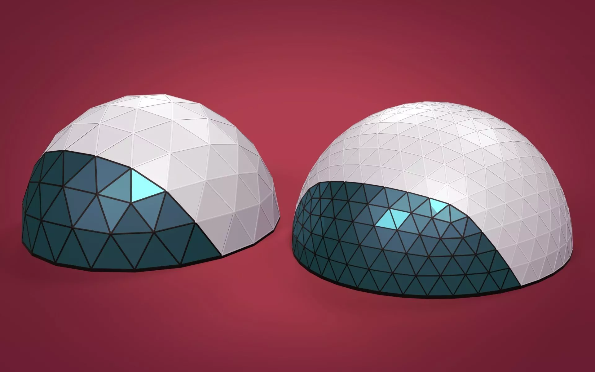 Buildings - Structures - Geodesic Domes Low-poly 3D model