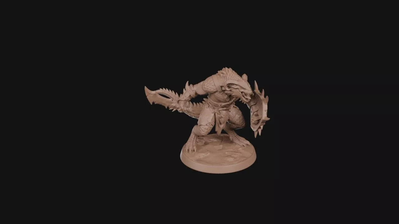Reptilian Shield Warrior 3D print model
