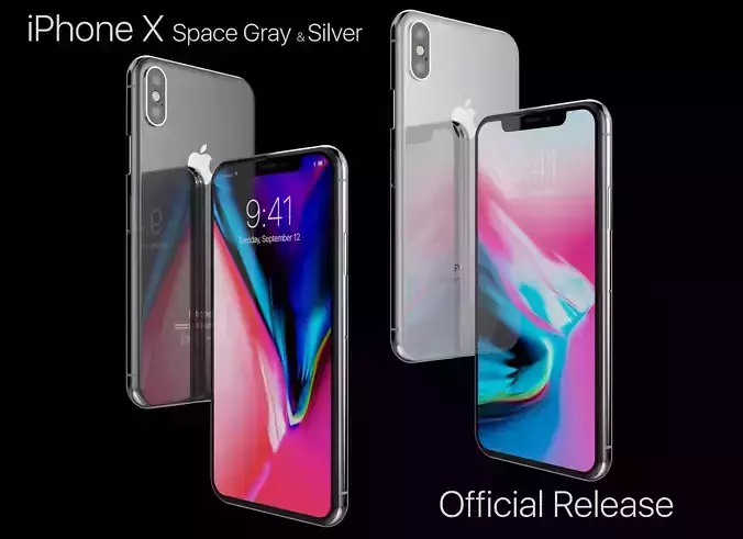 Apple iPhone X Silver and Space Gray Official Update Low-poly 3D model
