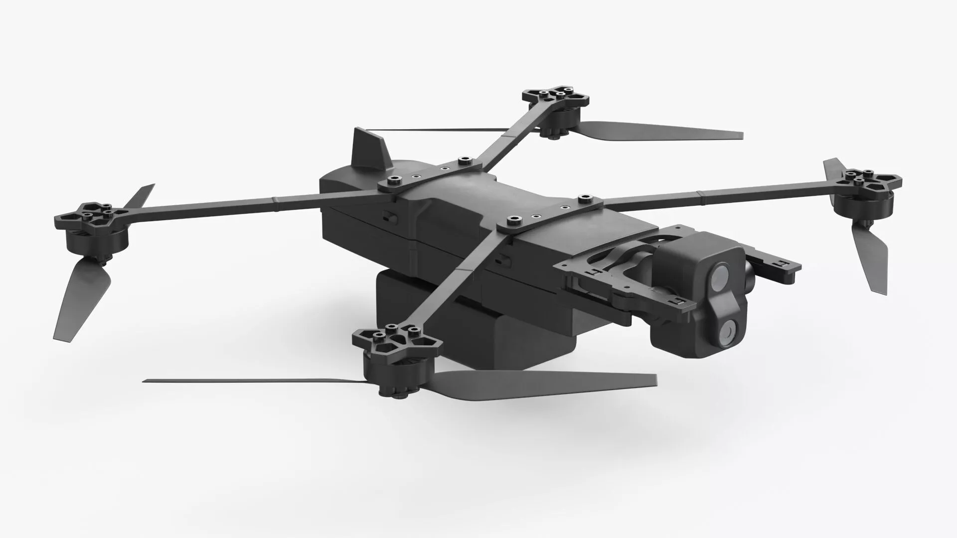 Military Surveillance UAV System Black Rigged 3D model