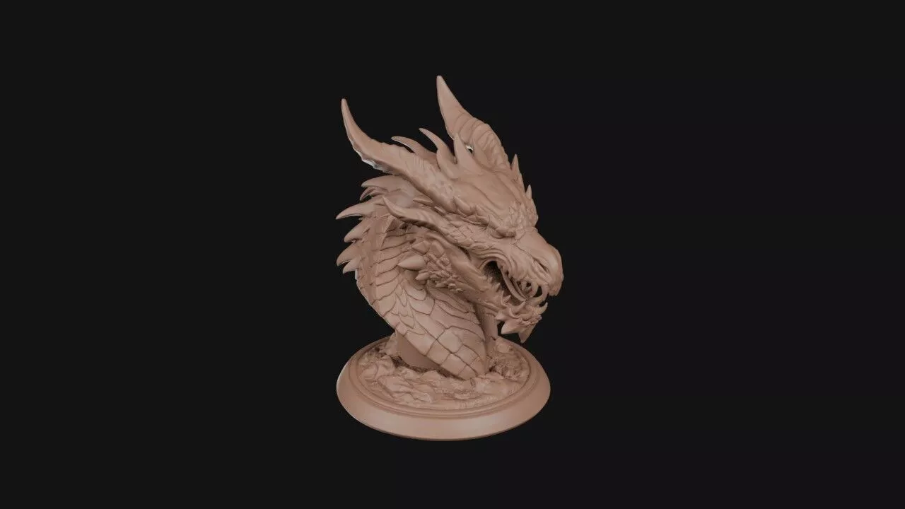 Horned Dragon Bust 3D print model