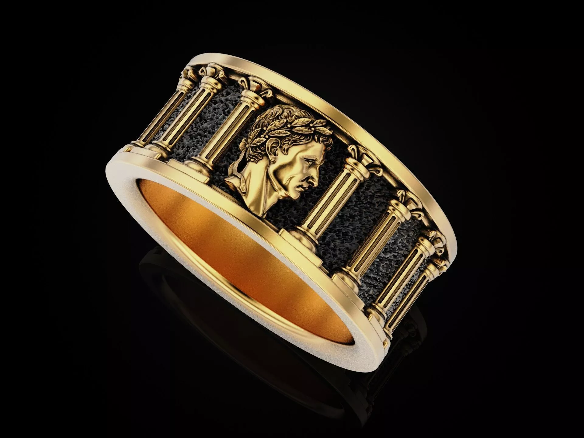 Roman Colosseum Columns Caesar Men Band Ring 3D print model