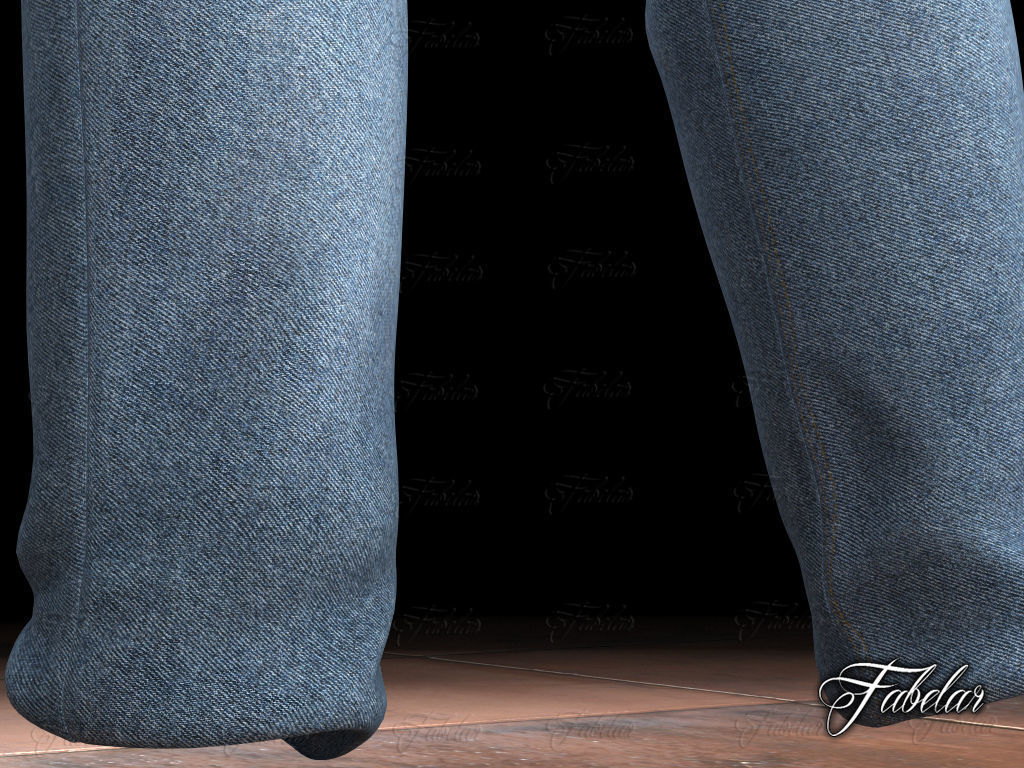 Blue jeans Low-poly 3D model_2