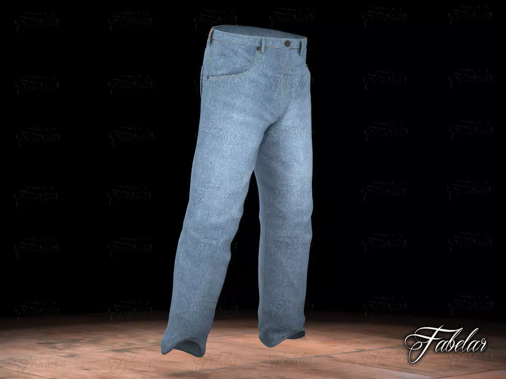 Blue jeans Low-poly 3D model_0