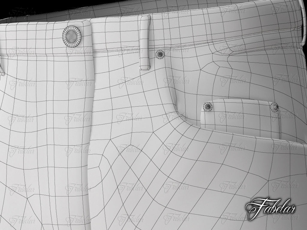 Blue jeans Low-poly 3D model_6