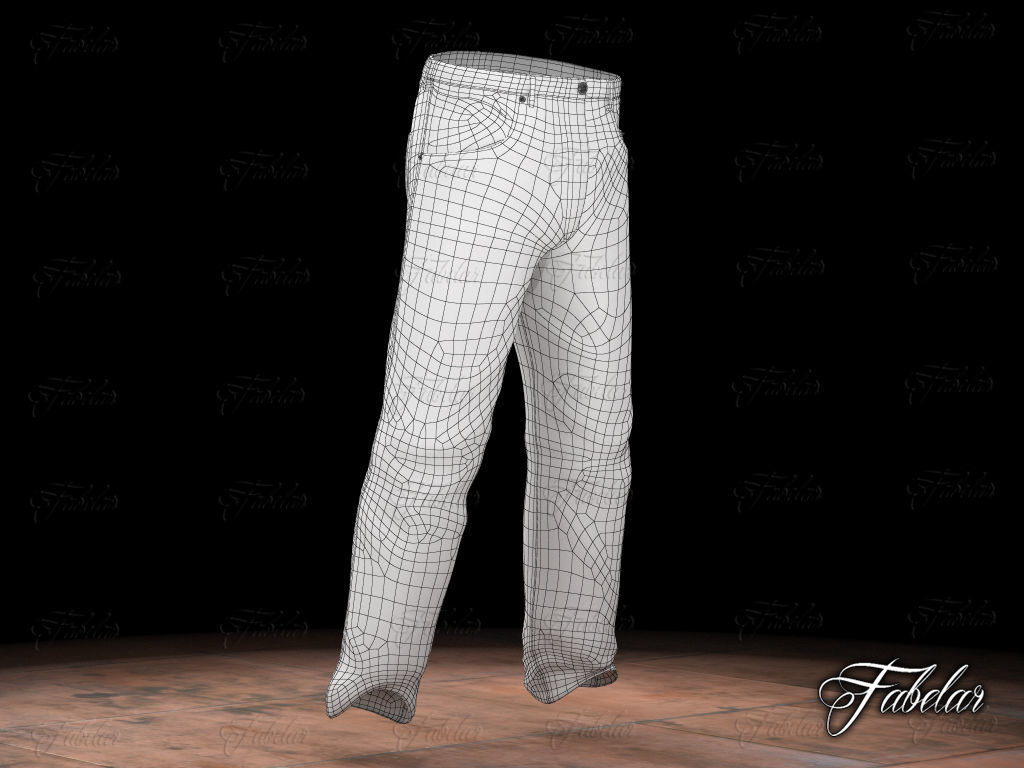 Blue jeans Low-poly 3D model_5