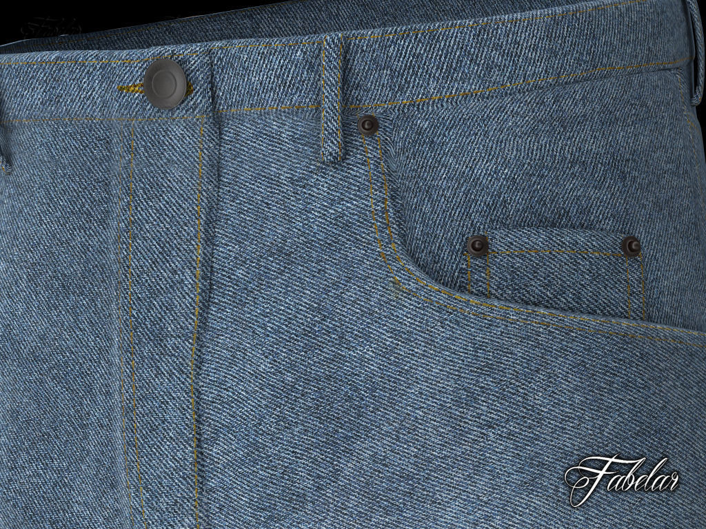 Blue jeans Low-poly 3D model_3
