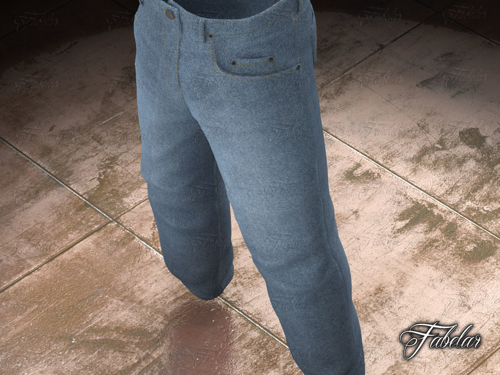 Blue jeans Low-poly 3D model_1