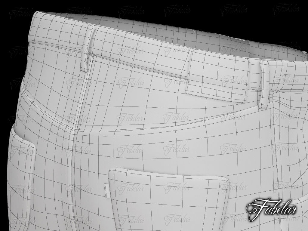 Blue jeans Low-poly 3D model_7