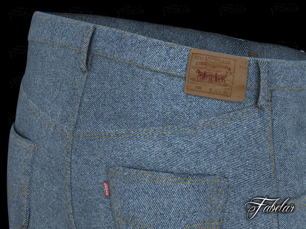 Blue jeans Low-poly 3D model_4