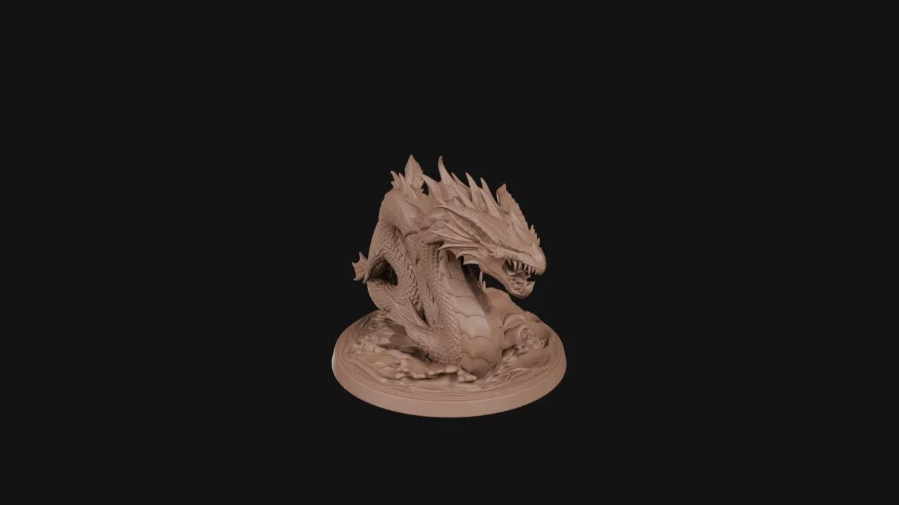 Coiled Serpent Wyrm 3D print model