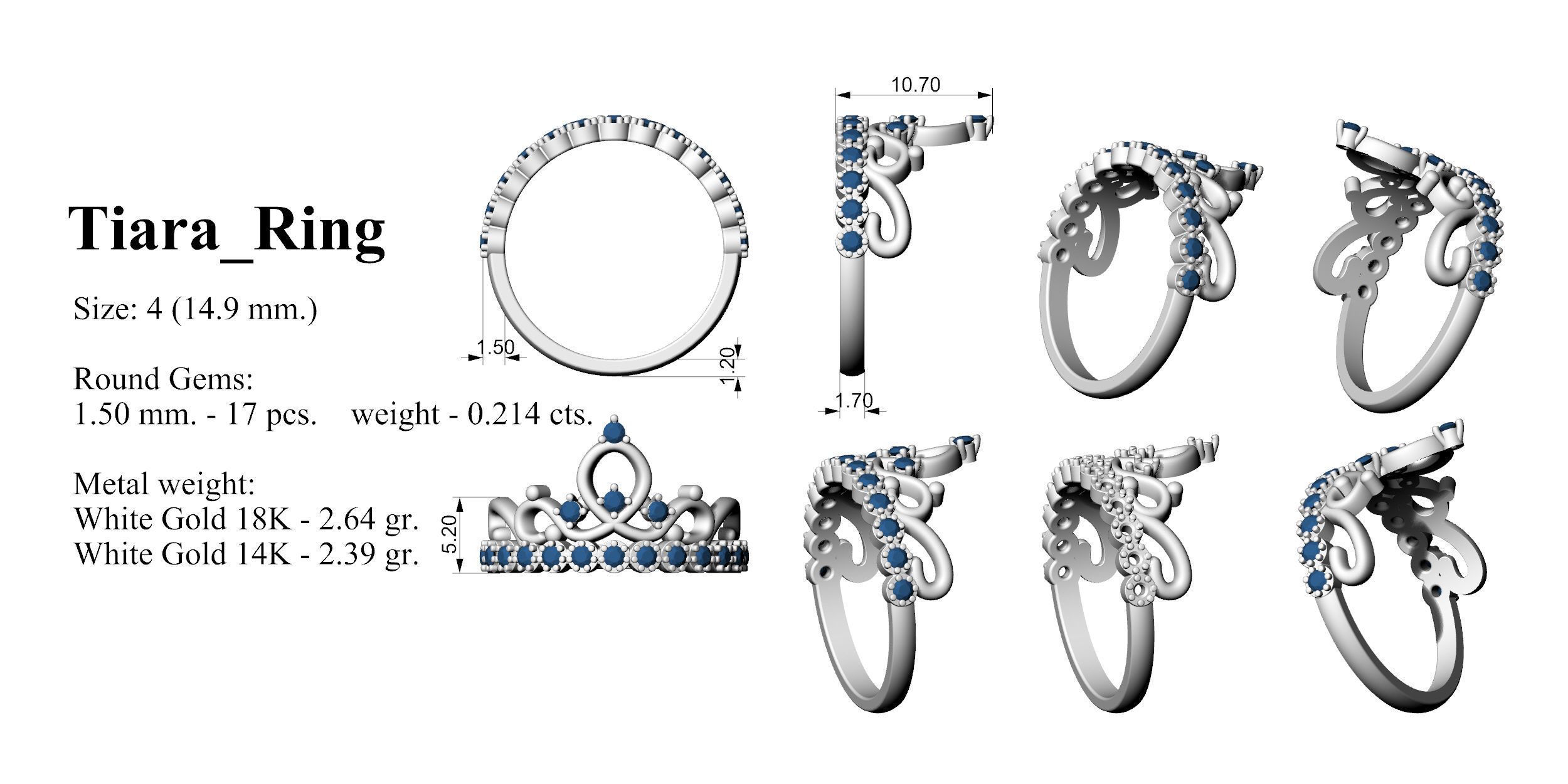 Tiara Ring 3D print model_1