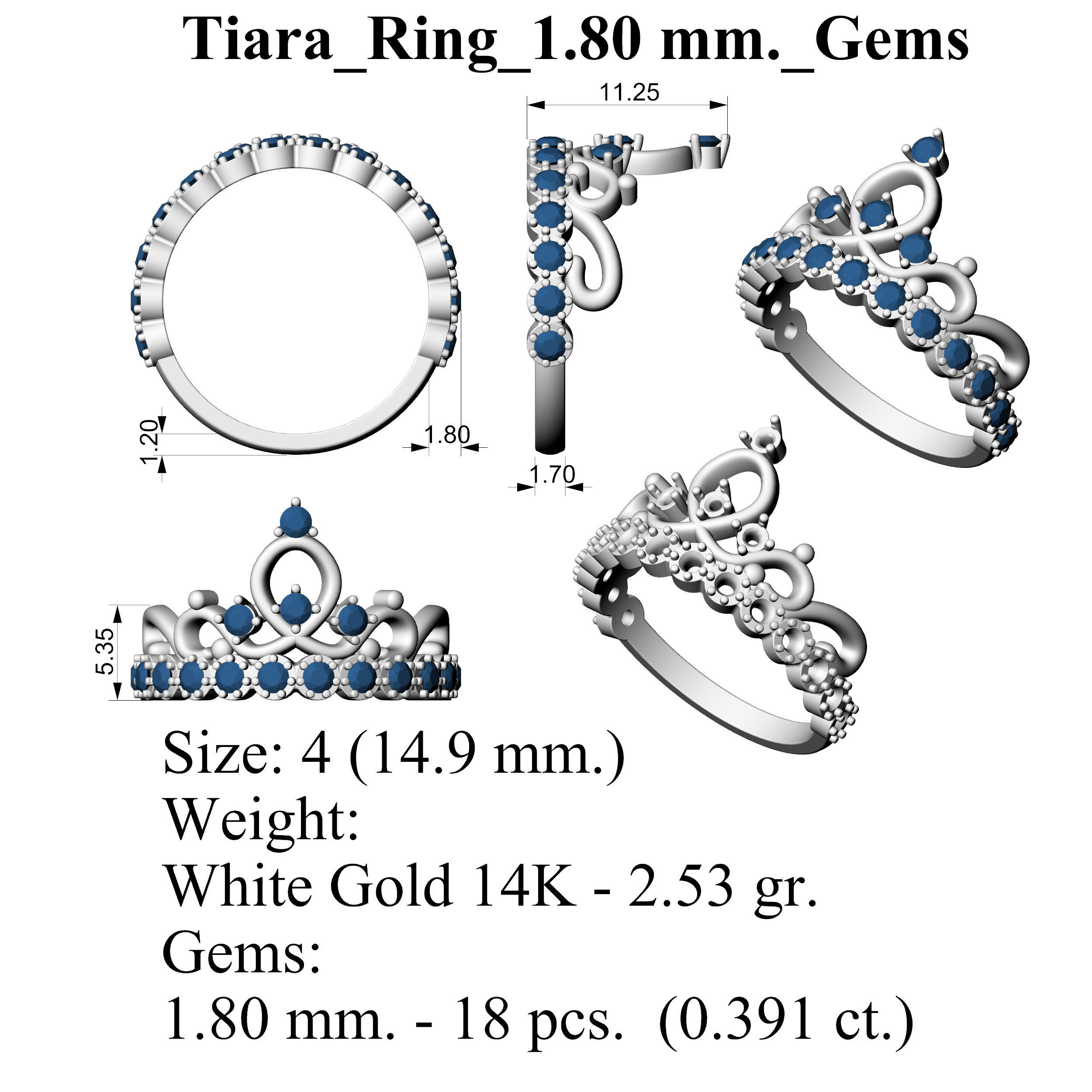 Tiara Ring 3D print model_2