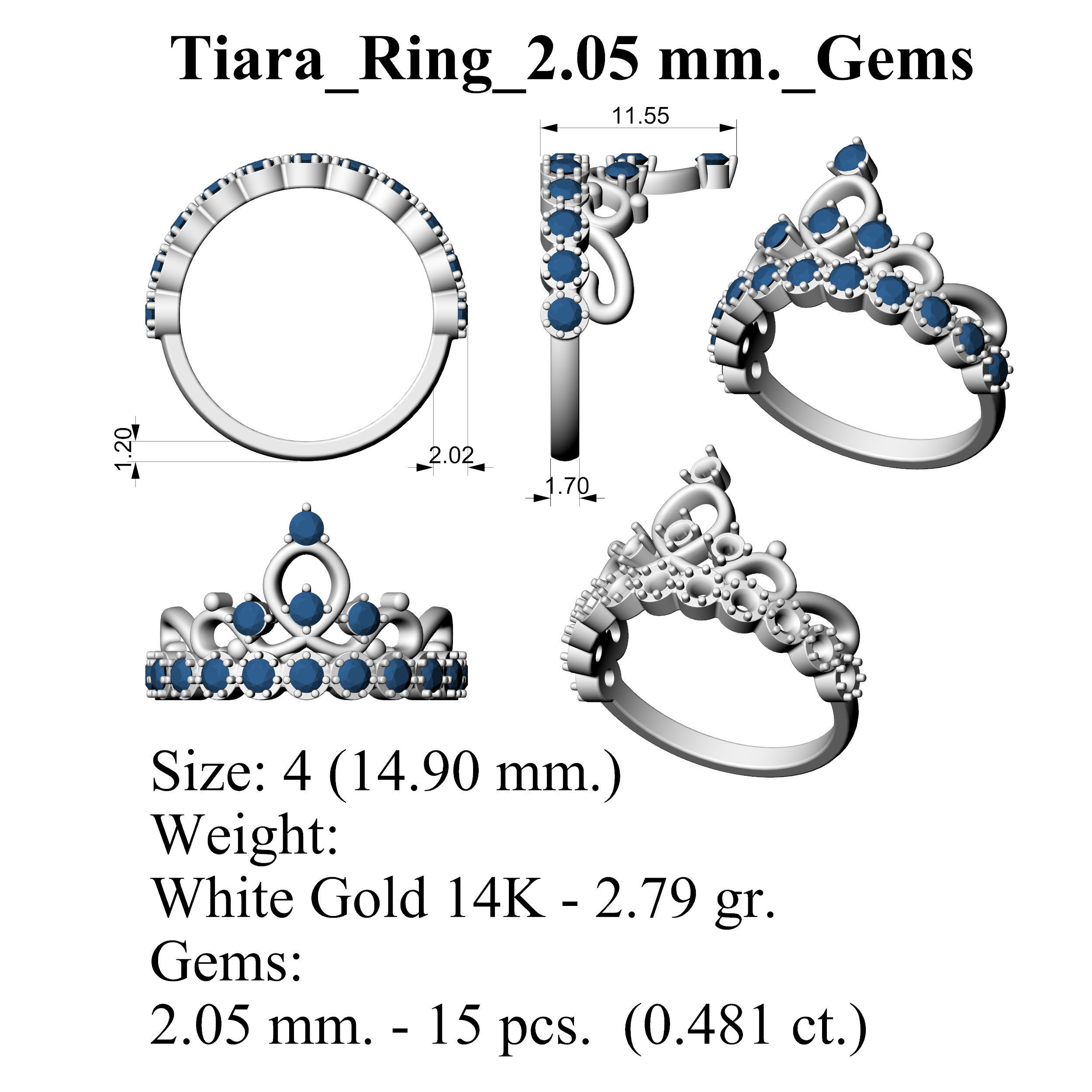 Tiara Ring 3D print model_3