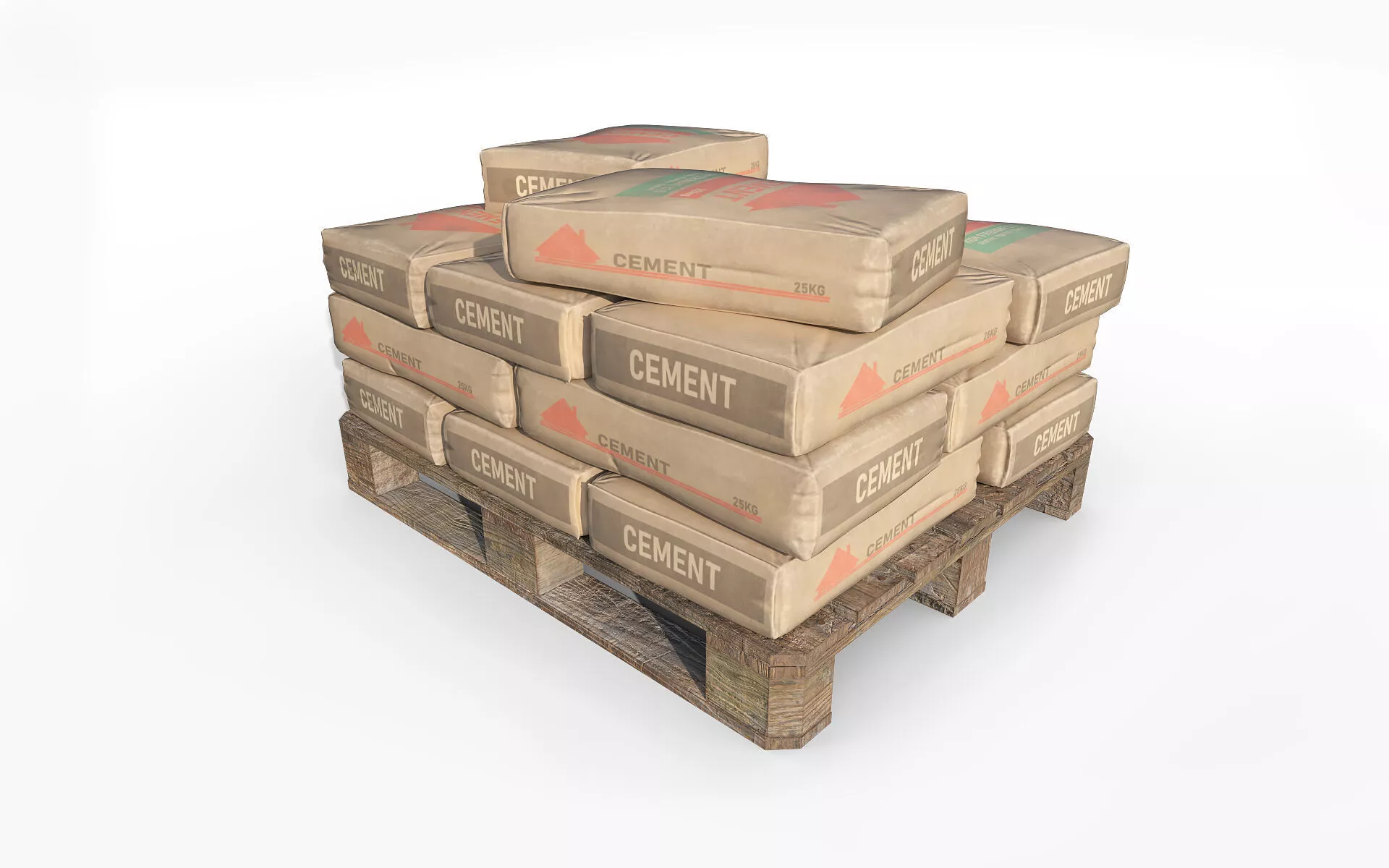 Pallet with Cement Bags Low-poly 3D model